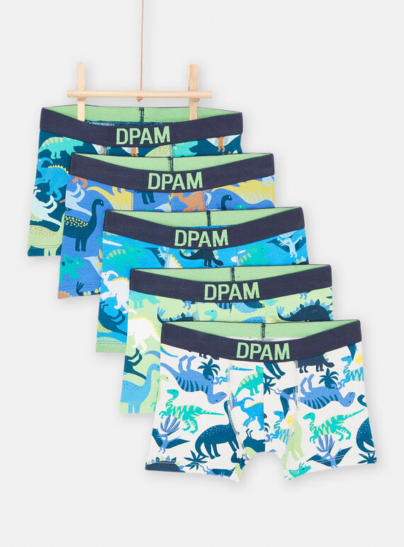 5er-Set blaue Boxershorts mit Dinosaurier-Print für Jungen SEGOBOXSEM3 / 23WH1271BOXC208